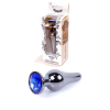 Анальна пробка з полірованого алюмінію з каменем Plug-Jewellery Dark Silver BUTT PLUG-Dark Blue