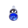 Анальна пробка з полірованого алюмінію з каменем Plug-Jewellery Dark Silver BUTT PLUG-Dark Blue