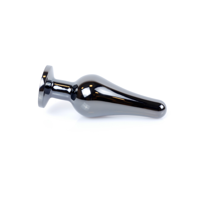 Анальна пробка з полірованого алюмінію з каменем Plug-Jewellery Dark Silver BUTT PLUG-Dark Blue