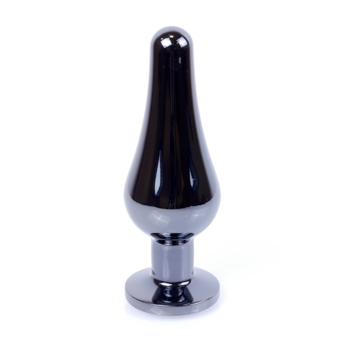 Анальна пробка з полірованого алюмінію з каменем Plug-Jewellery Dark Silver BUTT PLUG-Dark Blue