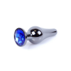 Анальна пробка з полірованого алюмінію з каменем Plug-Jewellery Dark Silver BUTT PLUG-Dark Blue