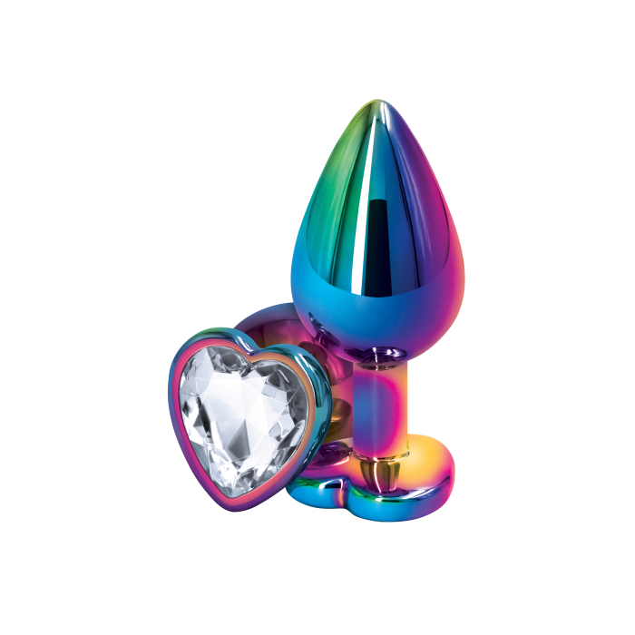 Анальна пробка NS Novelties REAR ASSETS MULTICOLOR HEART MEDIUM CLEAR