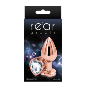 Анальна пробка NS Novelties REAR ASSETS ROSE GOLD HEART MEDIUM CLEAR