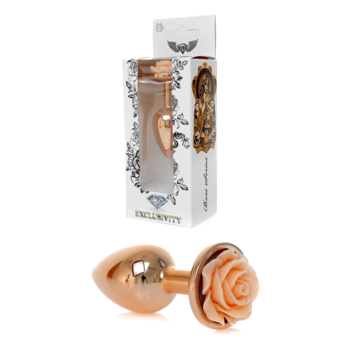 Анальна пробка з помаранчевою трояндочкою Plug-Jewellery Red Gold PLUG ROSE-Peach