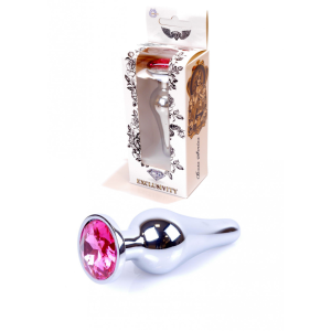 Анальна пробка з рожевим кристалом Plug-Jewellery Silver BUTT PLUG-Pink