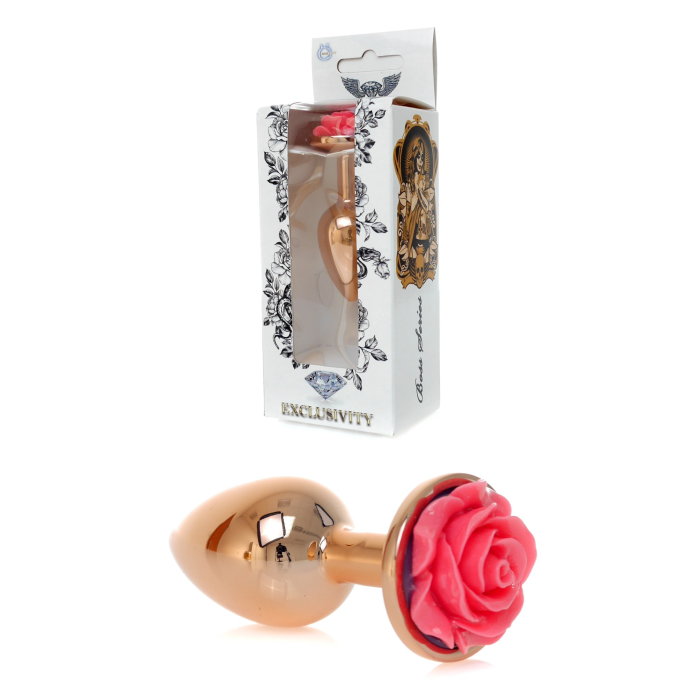 Анальна пробка з рожевою трояндочкою Plug-Jewellery Red Gold PLUG ROSE-Pink