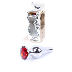 Анальна пробка із червоним кристалом Plug-Jewellery Silver BUTT PLUG- Red