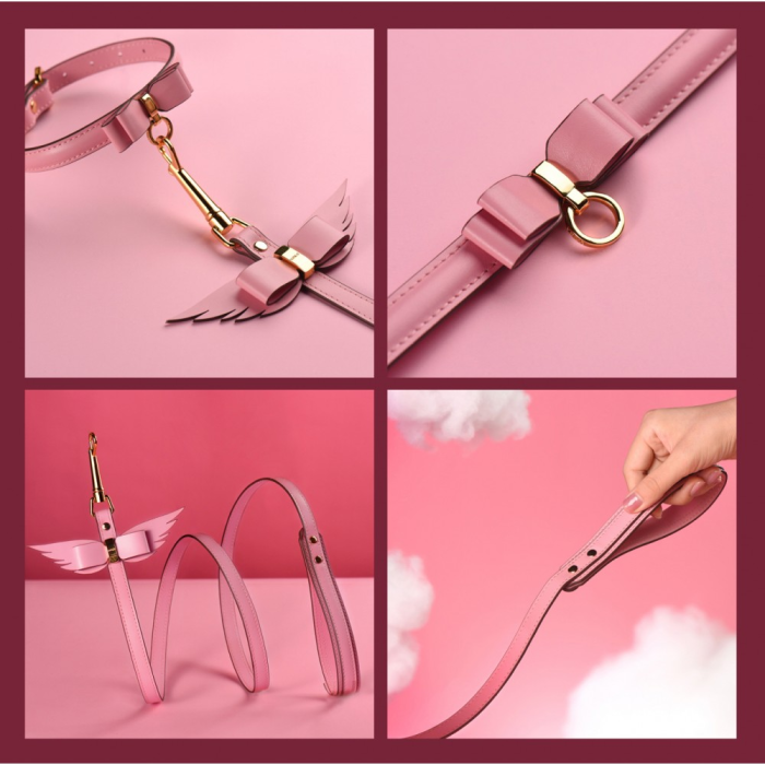 Подарунковий набір BDSM італійська шкіра рожевий Upko lovely kinky Puppy set