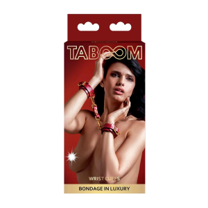 Наручники з карабінами Taboom Bondage in Luxury червоні із золотистою фурнітурою