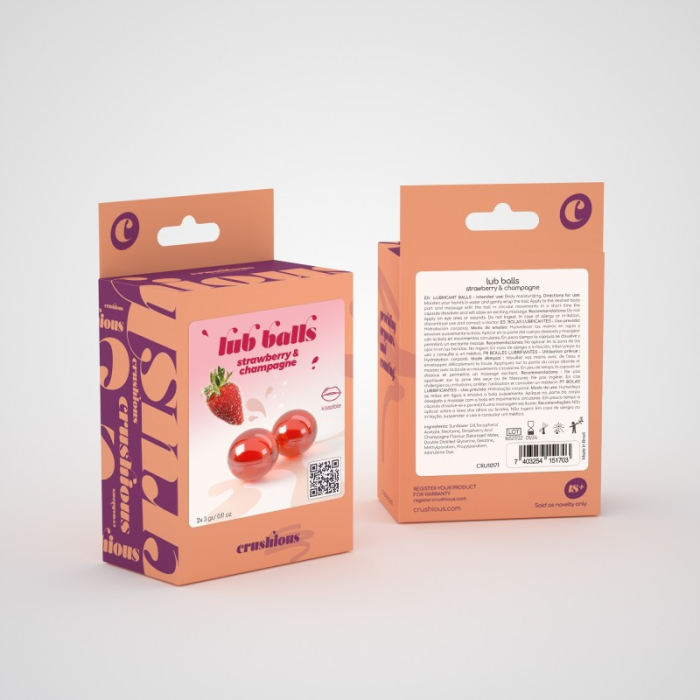 Бразильські вибухові кульки для масажу Crushious Lub Balls Strawberry&Champagne зі смаком шампанського з полуницею
