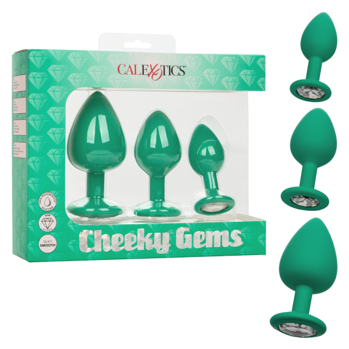 Набір анальних пробок Cheeky Gems 3 розміру, зелені