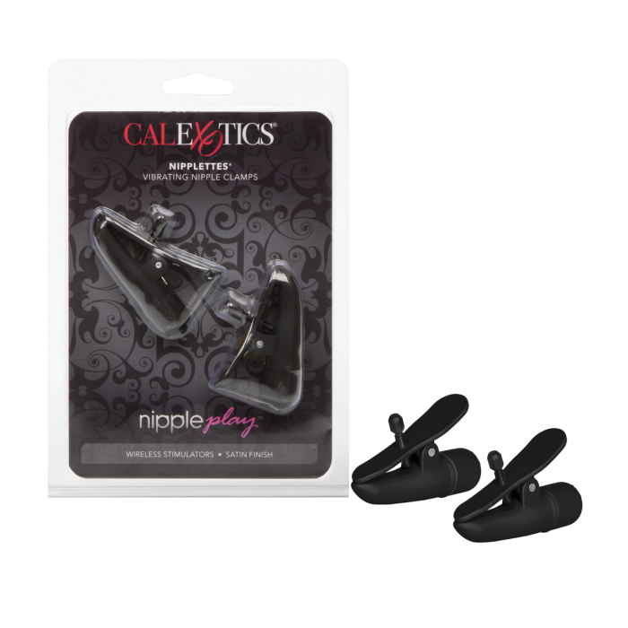 Затискачі на соски з вібрацією California Exotic Novelties, чорні, 7 см