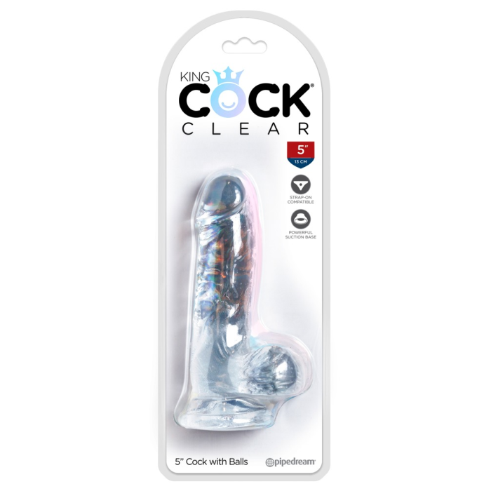 Фалоімітатор реалістичний на присосці Pipedream King Cock з мошонкою, прозорий