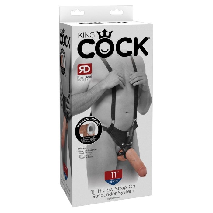 Фаллопротез великий Pipedream King Cock (страпон порожнистий), реалістичний, 28 см