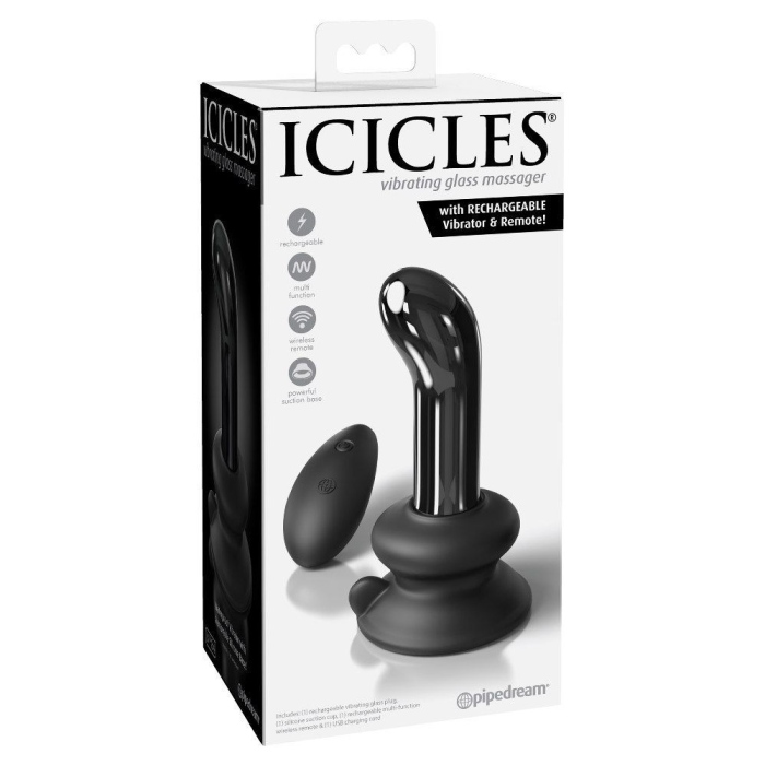 Скляний вібратор для точки G Pipedream Icicles No 84 чорний