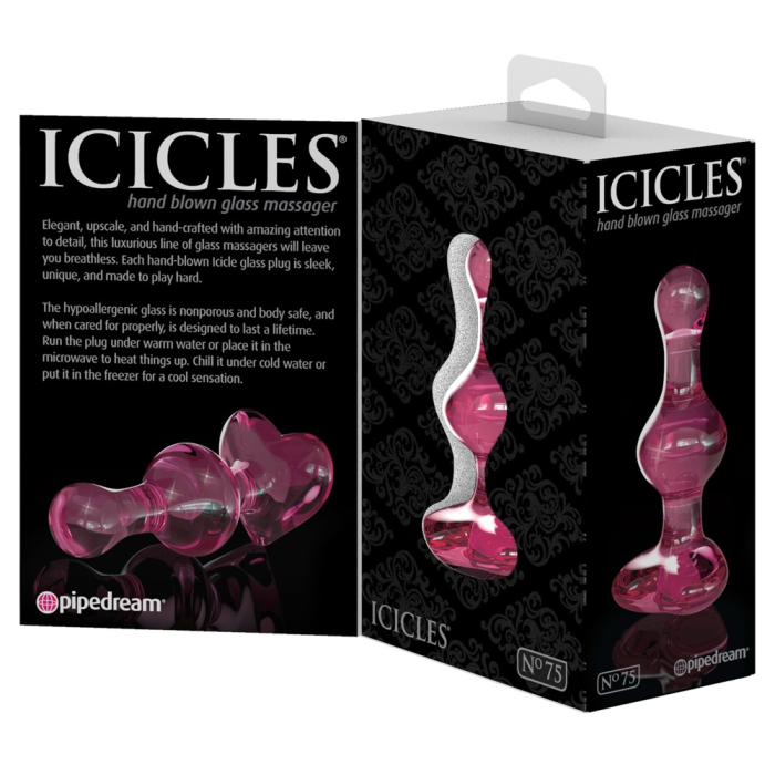Скляний анальний затор серце Pipedream Icicles № 75