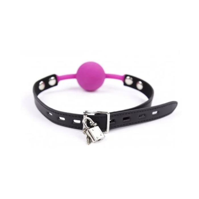 Кляп силіконовий із замком Silicone ball gag rose with lock