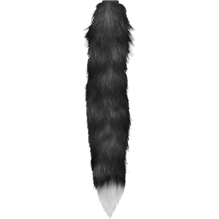 Анальна пробка з хвостом Anal plug faux fur fox tail black polyeste