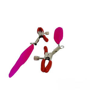 Затискачі на соски DS Fetish Nipple clamps feather L red
