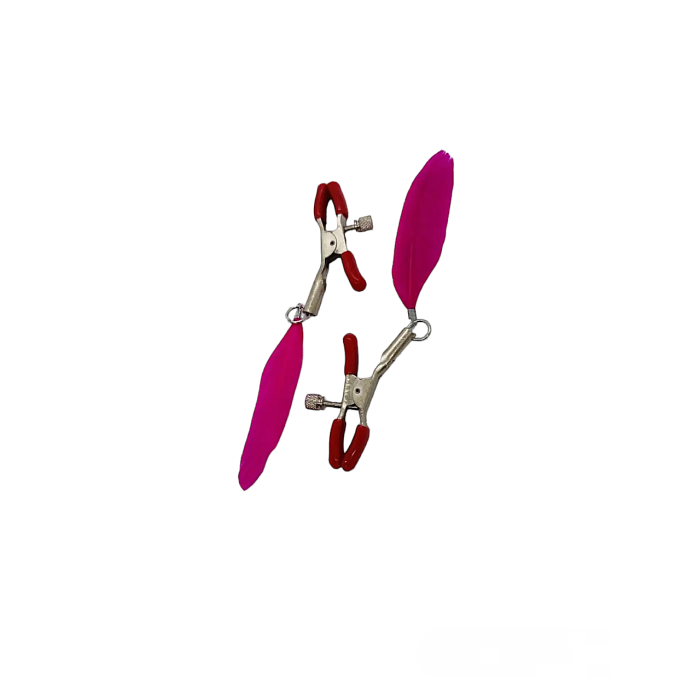 Затискачі на соски DS Fetish Nipple clamps feather L red