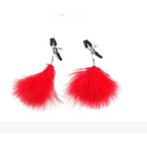 Затискачі на соски DS Fetish Nipple clamps metal feather red