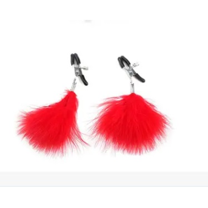 Затискачі на соски DS Fetish Nipple clamps metal feather red