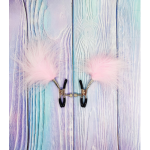 Затискачі на соски DS Fetish Nipple clamps metal feather pink