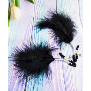 Затискачі на соски DS Fetish Nipple clamps metal feather black