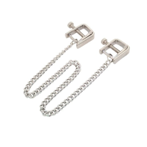 Затискачі на соски DS Fetish Nipple clamps iron L square silver 82,5 g