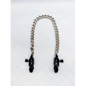 Затискачі на соски DS Fetish Nipple clamps iron L silver/black 81,3 g
