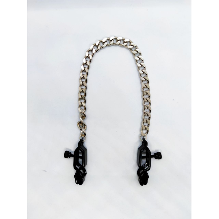 Затискачі на соски DS Fetish Nipple clamps iron L silver/black 81,3 g
