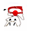 Кляп DS Fetish Ball gag with nipple clamps red