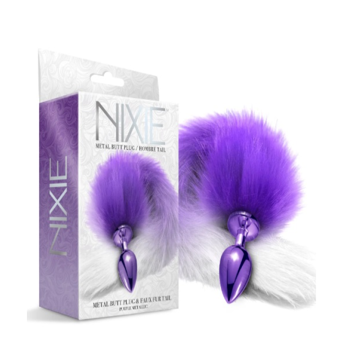 Анальна пробка з хвостом Global Novelties Nixie, фіолетовий