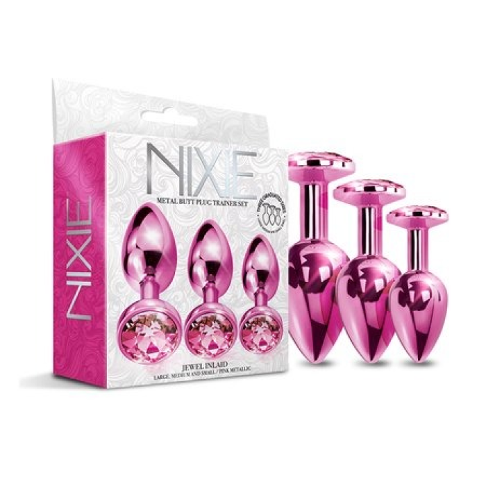 Набір анальних пробок Global Novelties NIXIE METAL BUTT PLUG TRAINER SET, PINK METALLIC