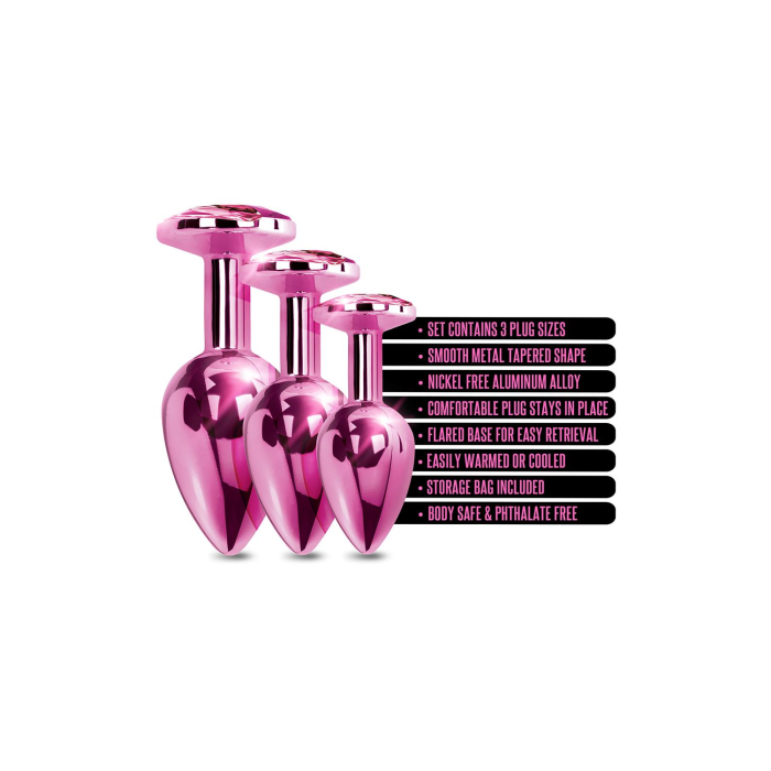 Набір анальних пробок Global Novelties NIXIE METAL BUTT PLUG TRAINER SET, PINK METALLIC