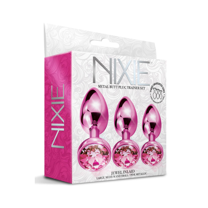 Набір анальних пробок Global Novelties NIXIE METAL BUTT PLUG TRAINER SET, PINK METALLIC