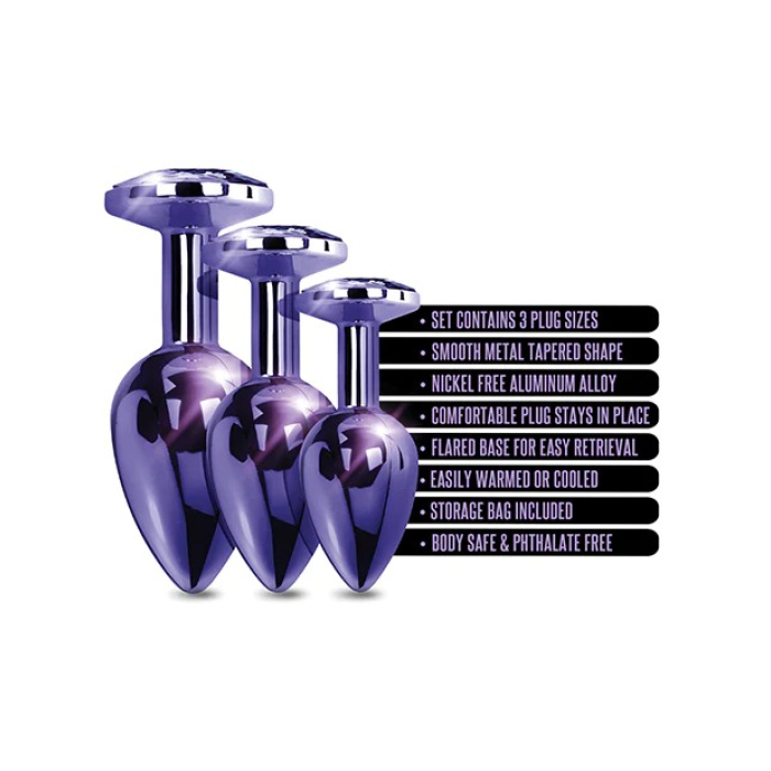 Набір анальних пробок Global Novelties NIXIE METAL BUTT PLUG TRAINER SET, PURPLE METALLIC