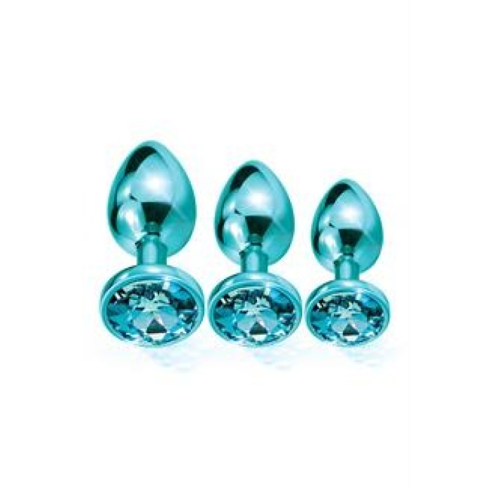 Набір анальних пробок Global Novelties NIXIE METAL BUTT PLUG TRAINER SET, BLUE METALLIC