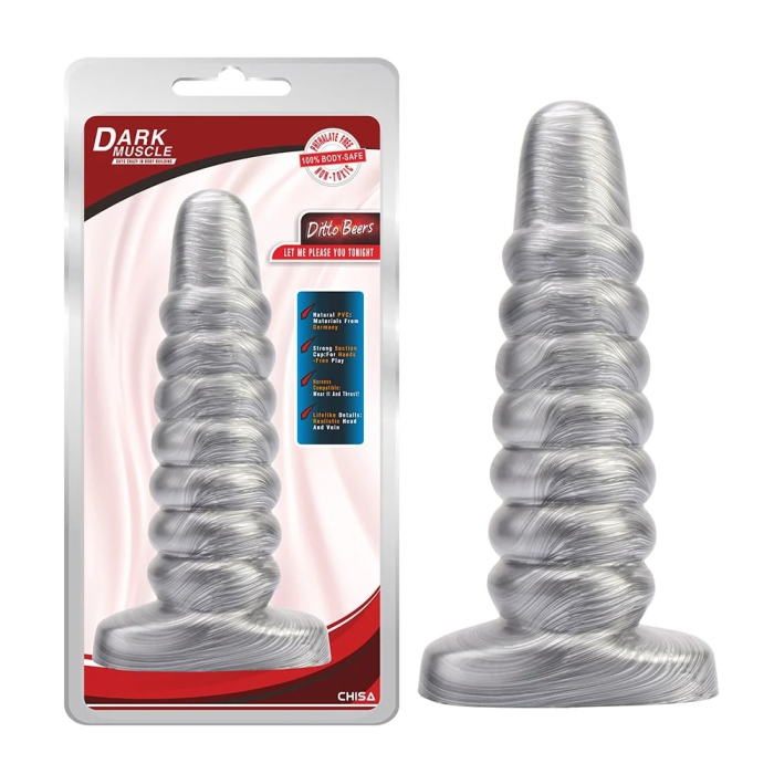 Анальна пробка рельєфна Chisa Dark Muscle Cdt Bisley SILVER, 23 х 6.2 см