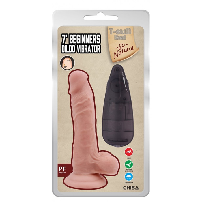 Вібратор реалістичний на присосці Сhisa T-skin ReaL BEGINNERS пультом, бежевий