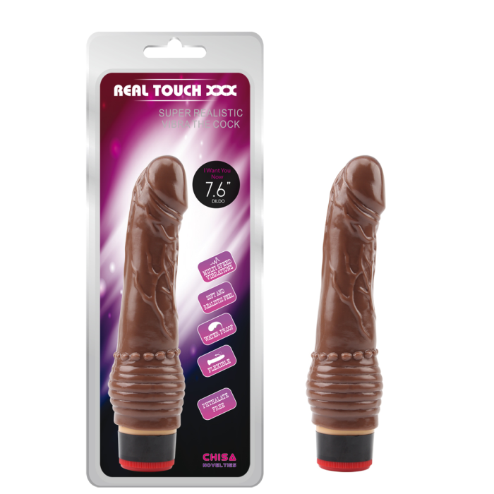 Вібратор Chisa Real Touch XXX реалістичний, коричневий, 19.5 х 3.3 см