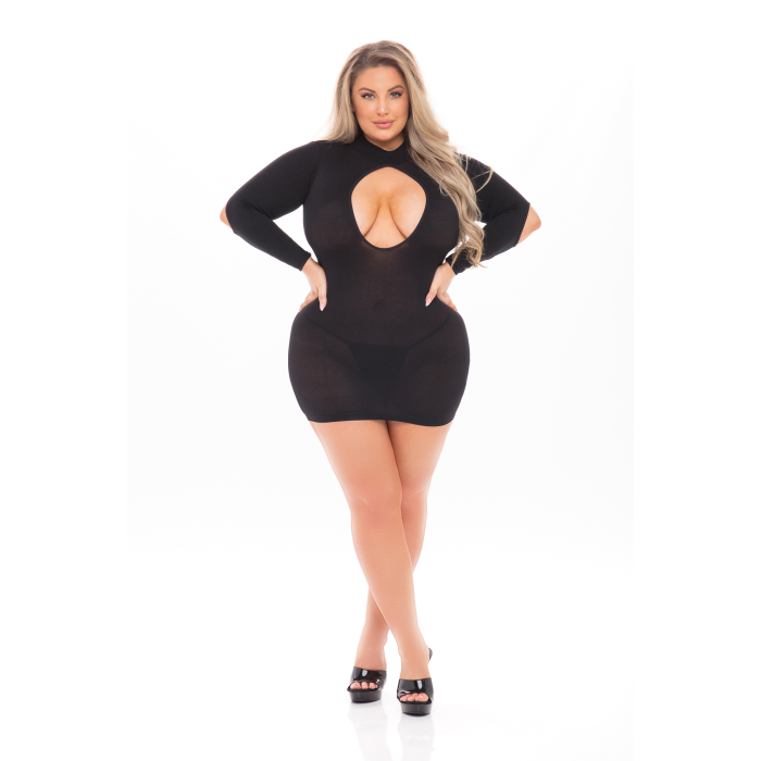 Сукня Pink Lipstick Lingerie з відкритою спиною та глибоким декольте, чорна, PLUS SIZE