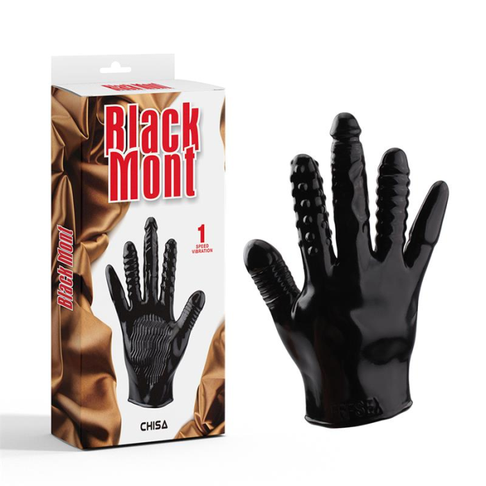 Рукавичка рельєфна Chisa Black Mont для мастурбації та сексу, чорна