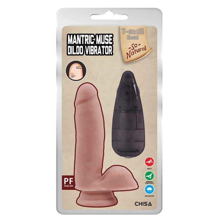 Вібратор реалістичний Chisa T-skin ReaL, з пультом, бежевий, 17.5 х 3.8 см