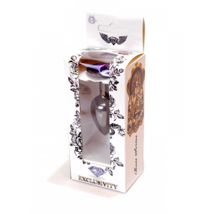 Анальна пробка з каменем Plug-Jewellery Dark Silver PLUG-Purple розмір S