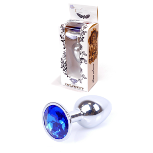 Анальна пробка з каменем Plug-Jewellery Silver PLUG-Dark Blue розмір S