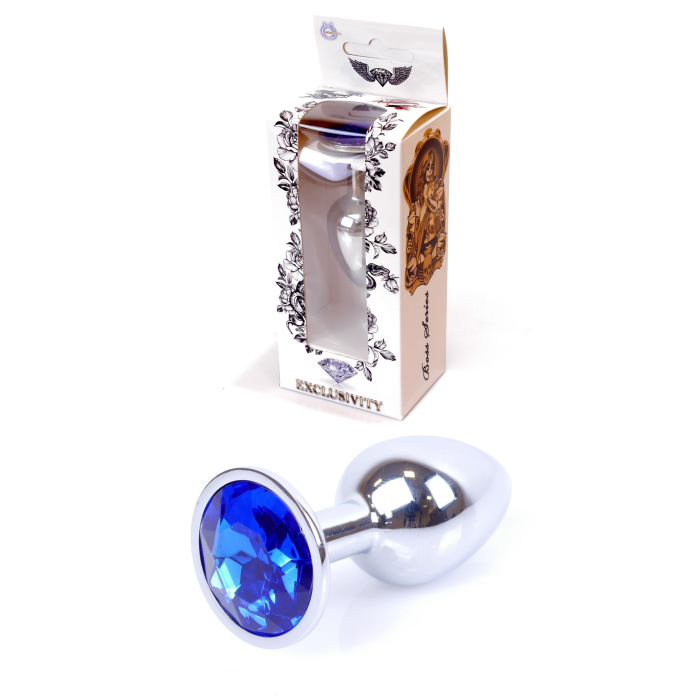 Анальна пробка з каменем Plug-Jewellery Silver PLUG-Dark Blue розмір S