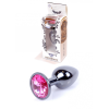 Анальна пробка з каменем Plug-Jewellery Dark Silver PLUG-Pink розмір S