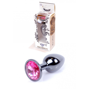 Анальна пробка з каменем Plug-Jewellery Dark Silver PLUG-Pink розмір S