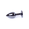 Анальна пробка з каменем Plug-Jewellery Dark Silver PLUG-Pink розмір S